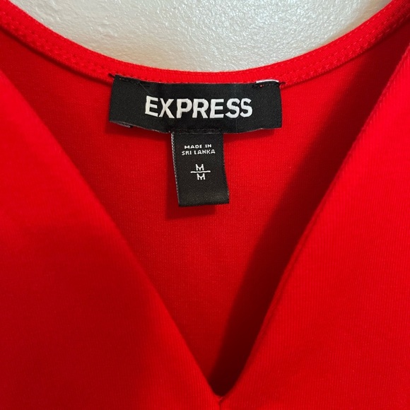 Express Red Skater Dress Built in Shorts Wired V Neck - Picture 15 of 15